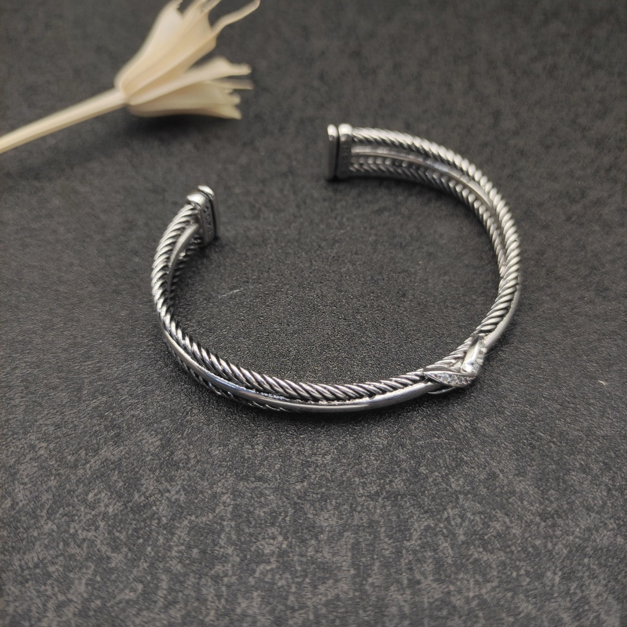 dau1d Yvrm*n 7mm three-line crossband di*m*nd x bracelet (wrist circumference 15-20cm)