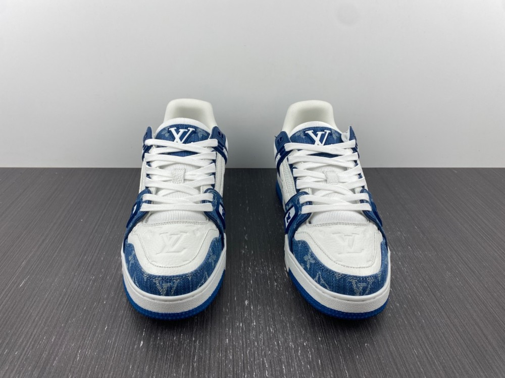 1V Trainer Monogram Denim White Blue