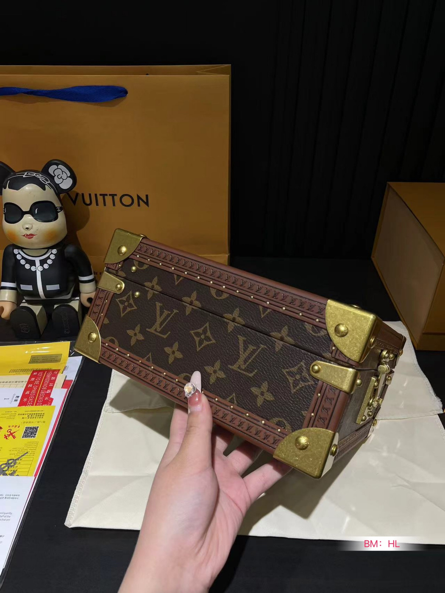 LV M13513 Jewelry Box blackish fluorescent pink 9.4 x 4.9 x 9.4 inches