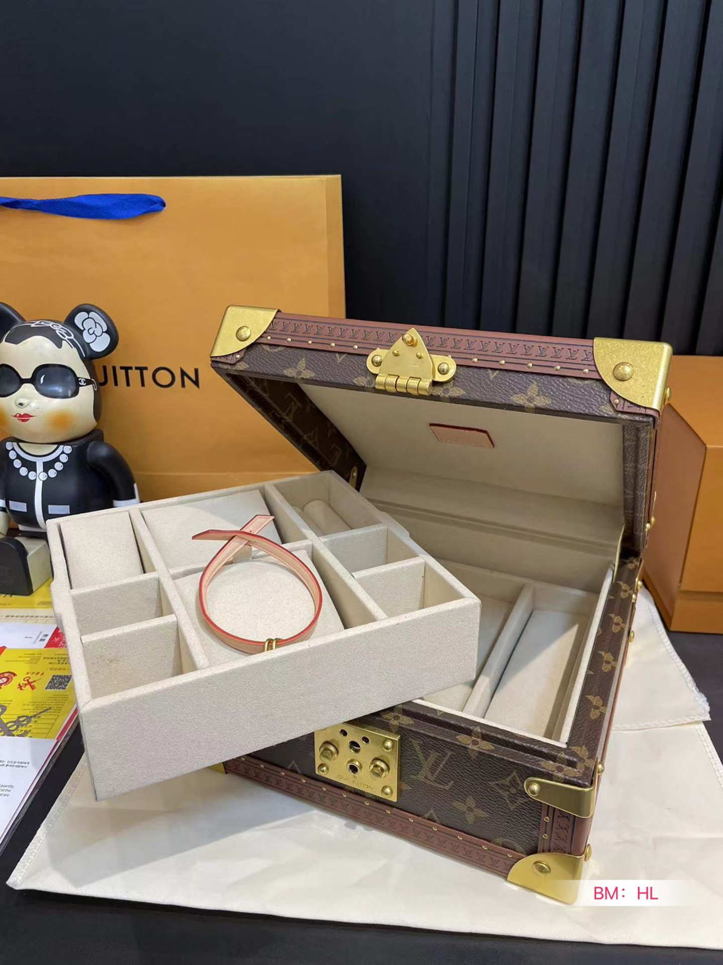 LV M13513 Jewelry Box blackish white 9.4 x 4.9 x 9.4 inches