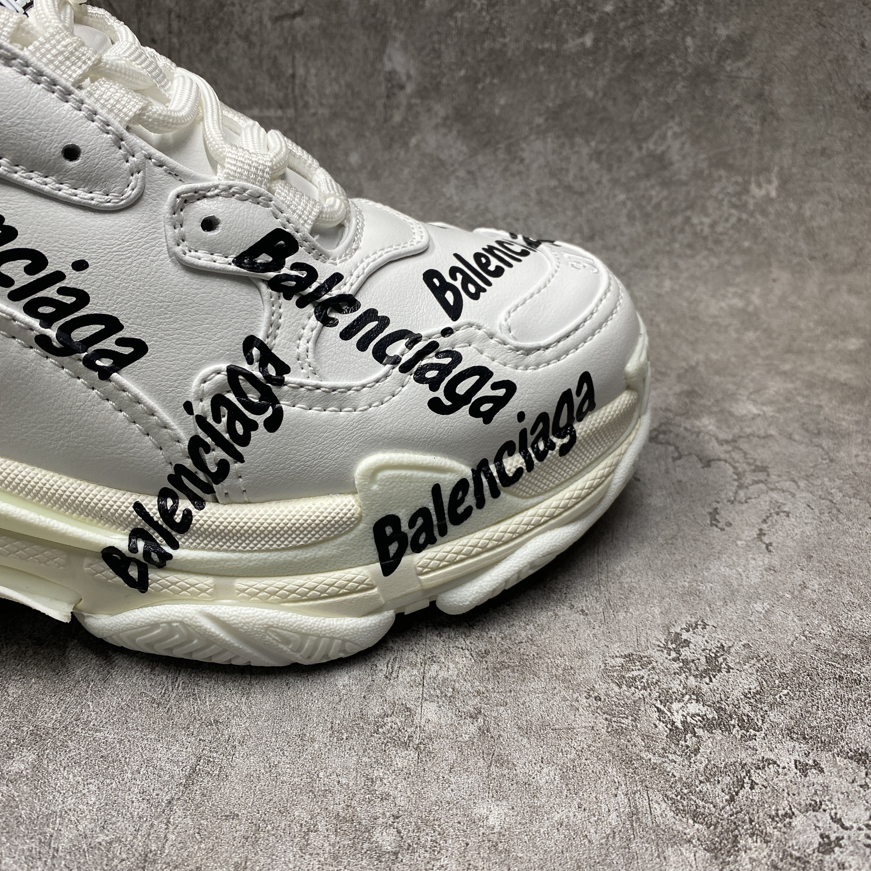 Balenciga Triple S Logotype Sneaker in White