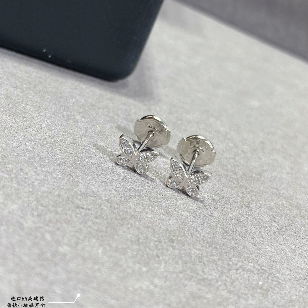 Gr*ff di*m*nd-encrusted butterfly stud earrings ag925