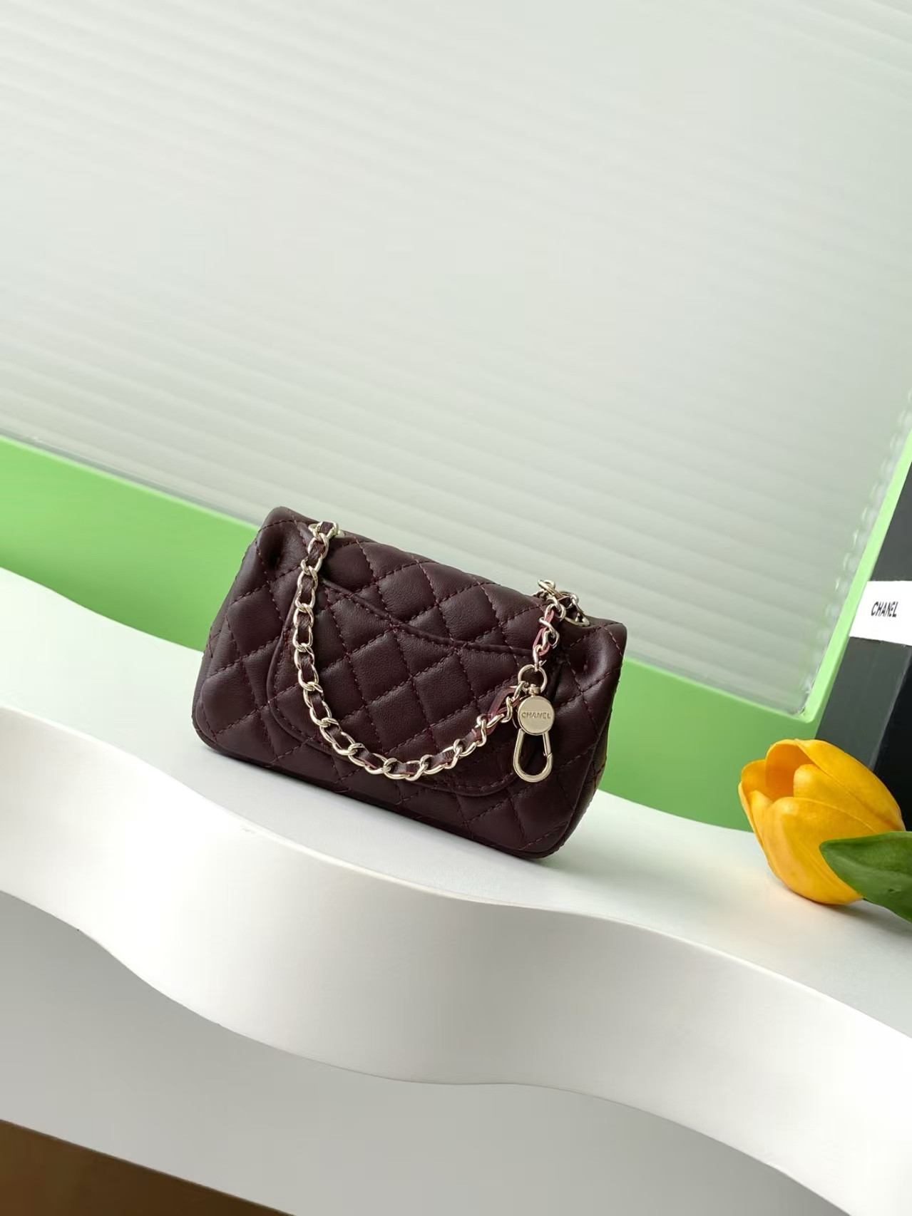 Ch*el classic mini bag with hook 8x12.5x5cm