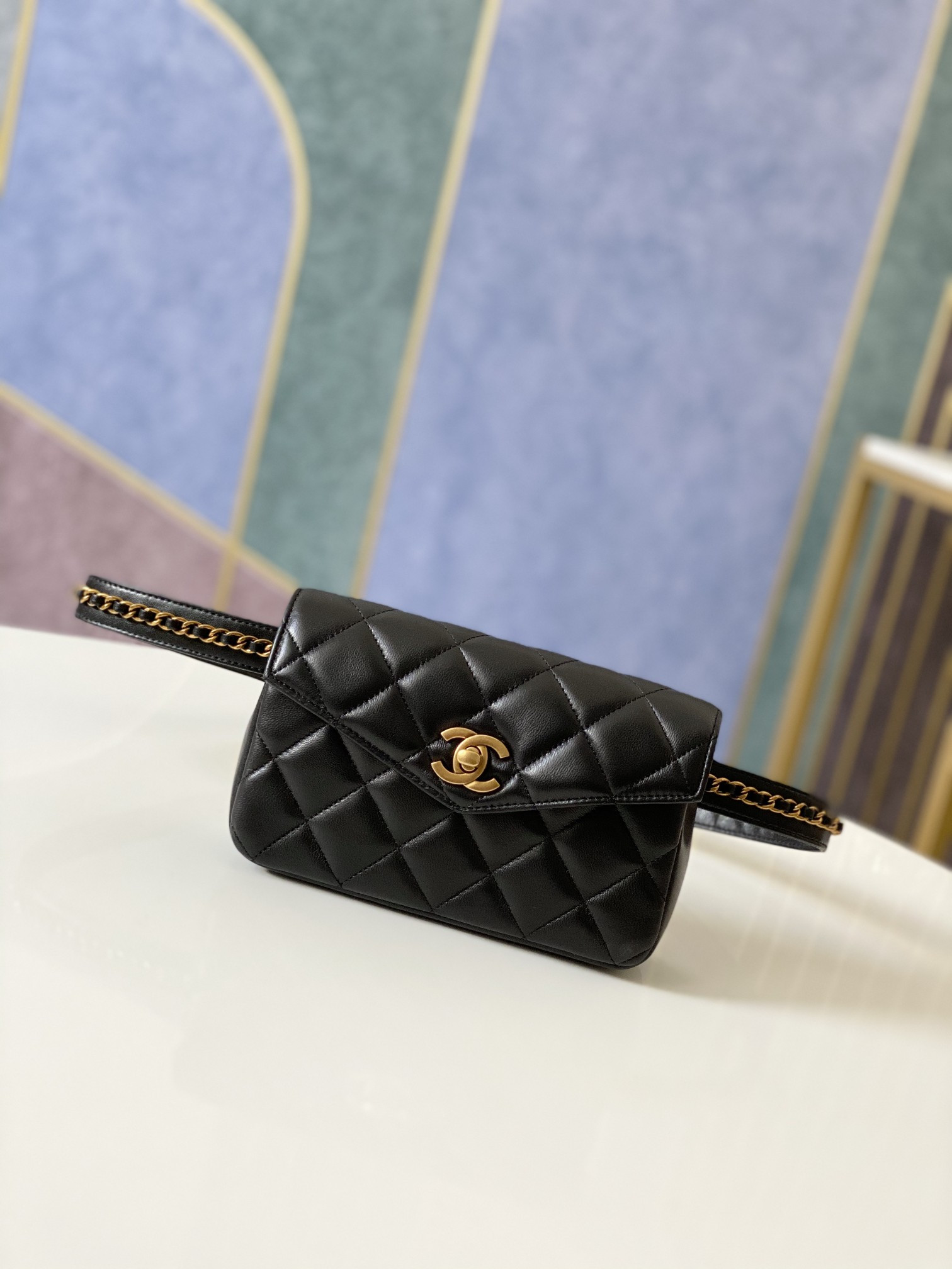 Ch*el quilted waist bag 18x12x3.5cm