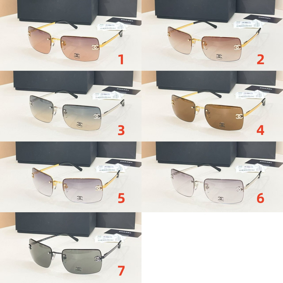 Ch*el crystal logo glasses