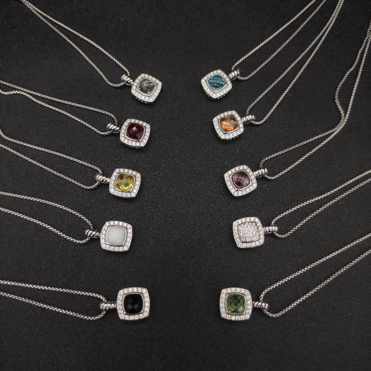 dau1d Yvrm*n square di*m*nd necklace(main stone 7mm, chain thickness 1.5mm, length 45+5cm delay chain)