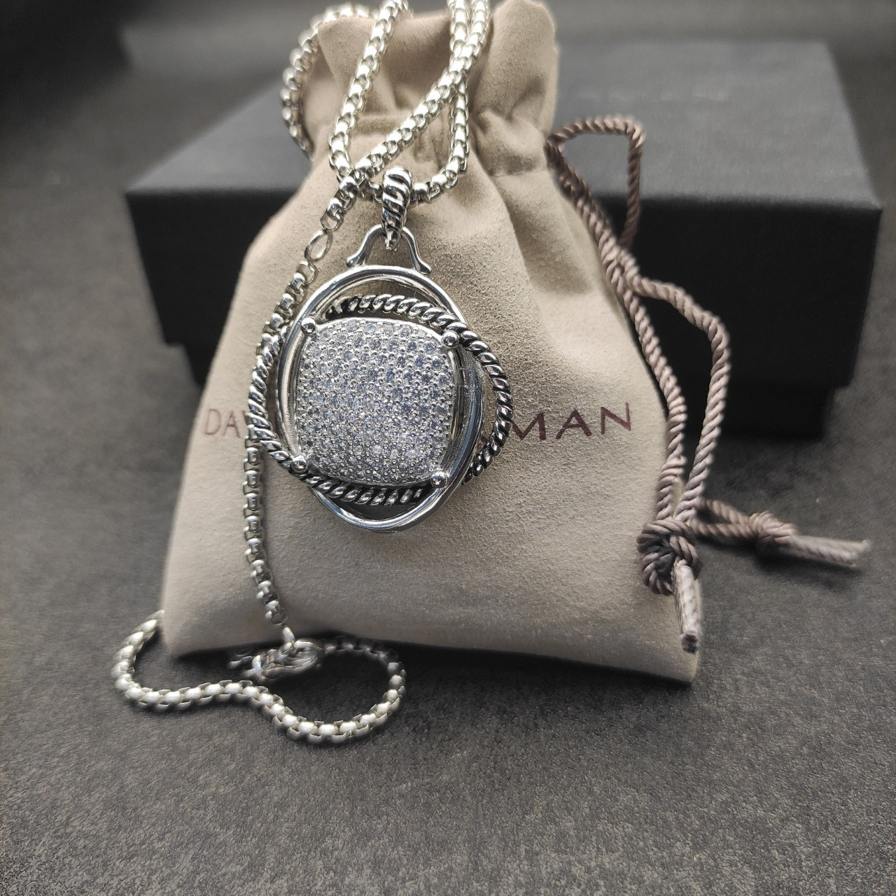 dau1d Yvrm*n 32mm square di*m*nd necklace(chain length 50+5cm delay chain chain thickness 3mm)