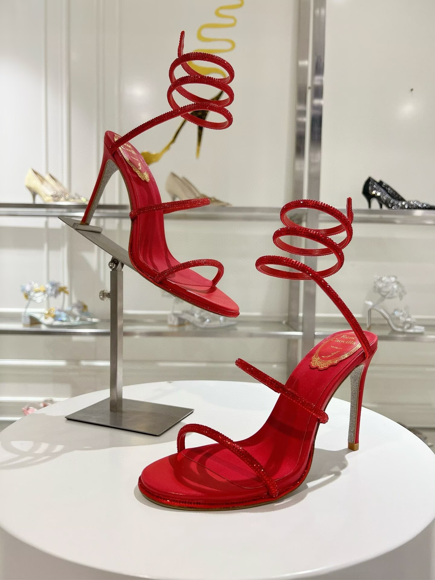 ua renÉ Ca0v1LLa margot jewel sandals snake 95mm