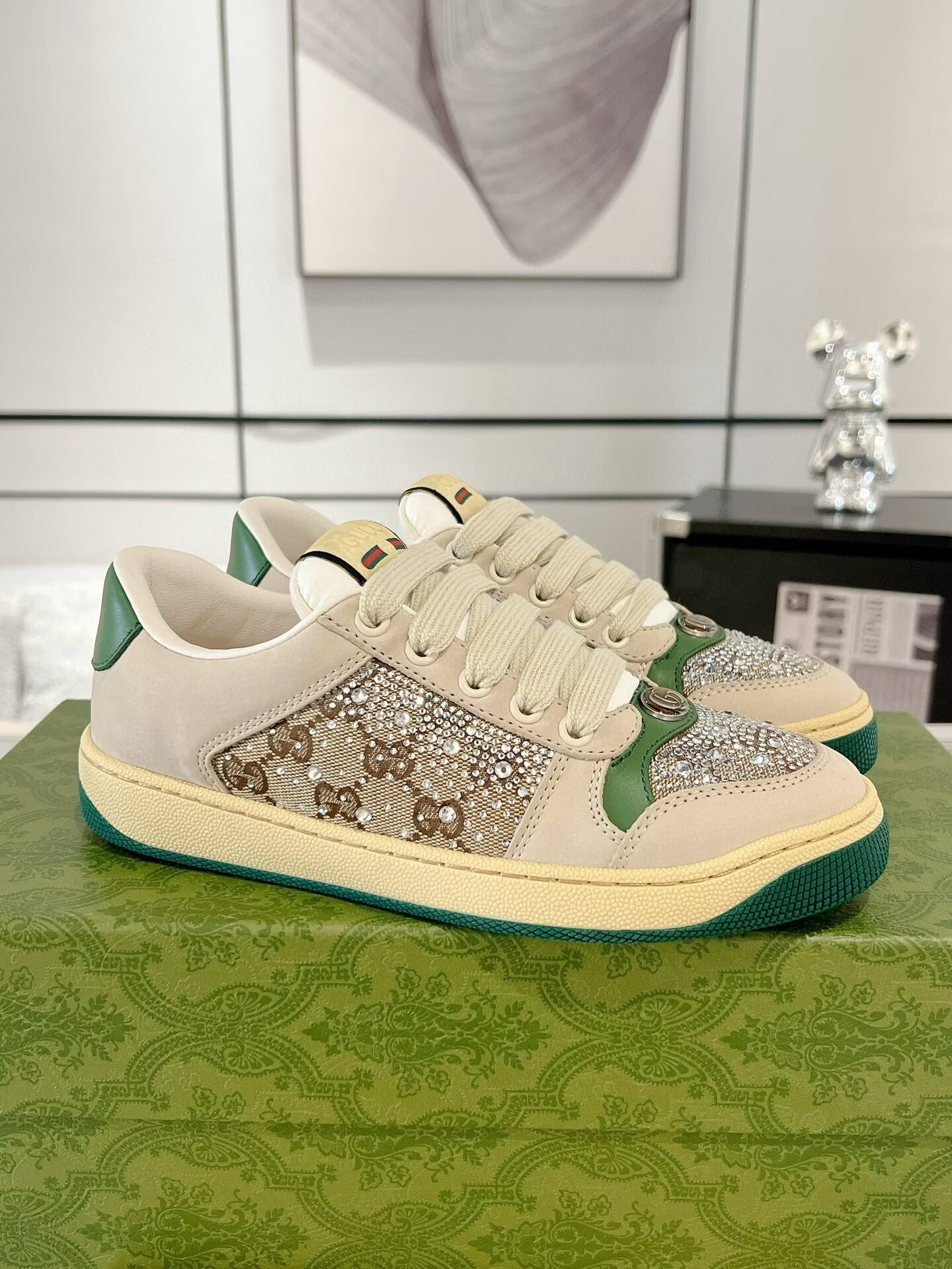 ua G*u*i gg crystal screener sneaker
