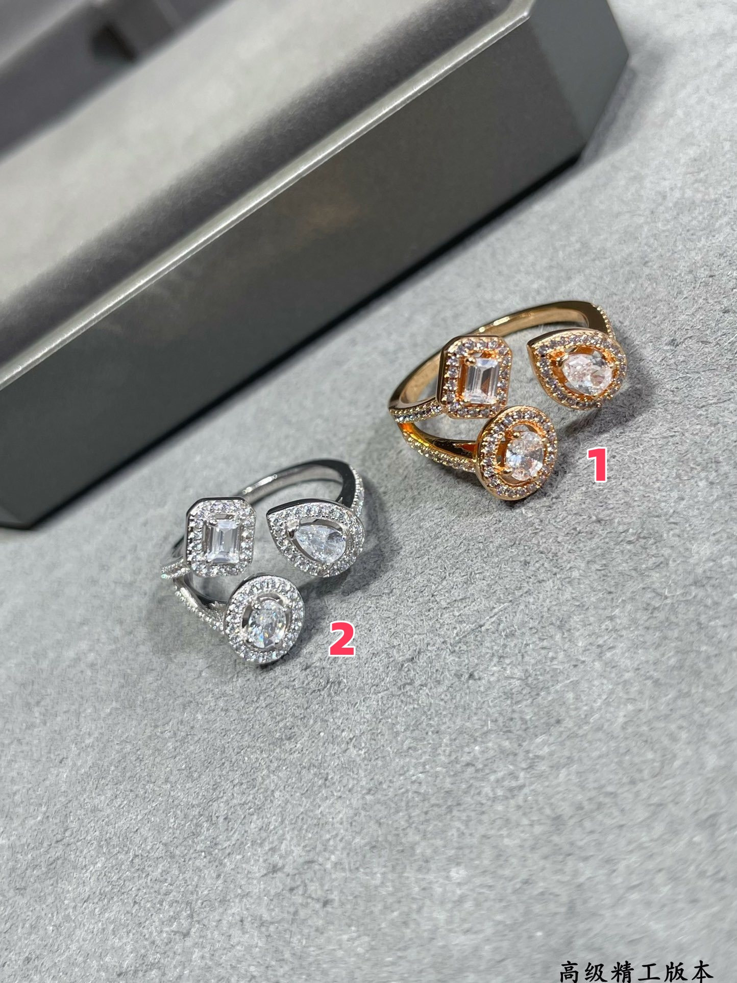Mes1kaa water drop three-di*m*nd ring