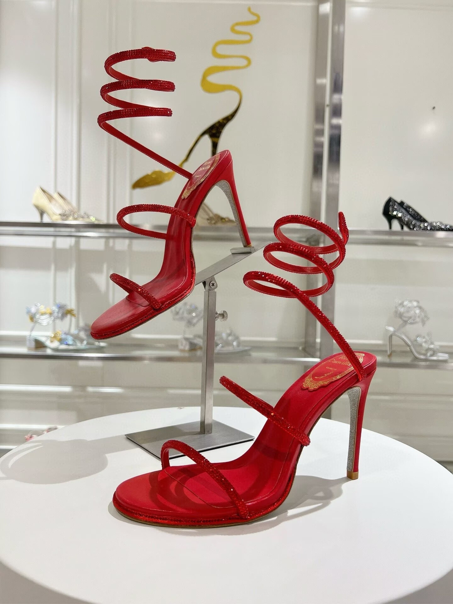ua renÉ Ca0v1LLa margot jewel sandals snake 95mm