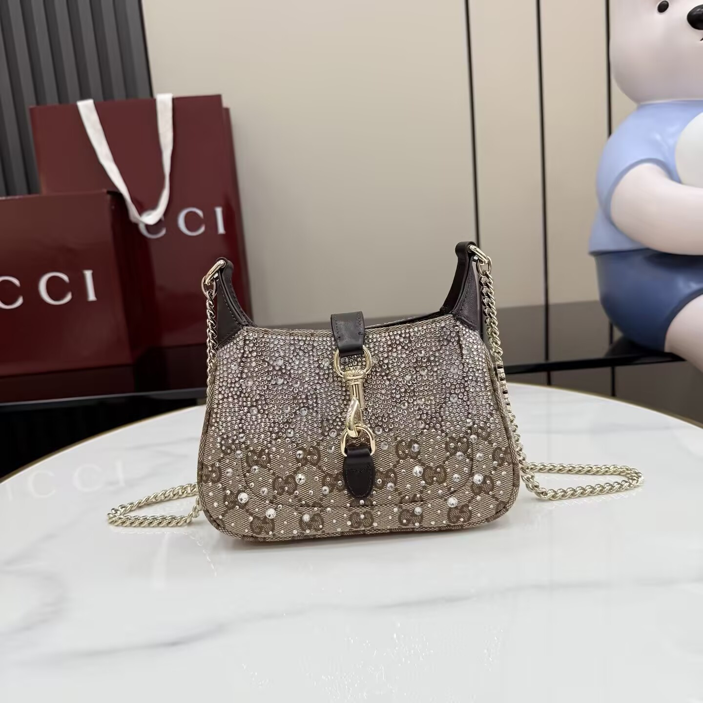 G*u*i jackie notte mini crystal handbag 19.5x18x3.5cm