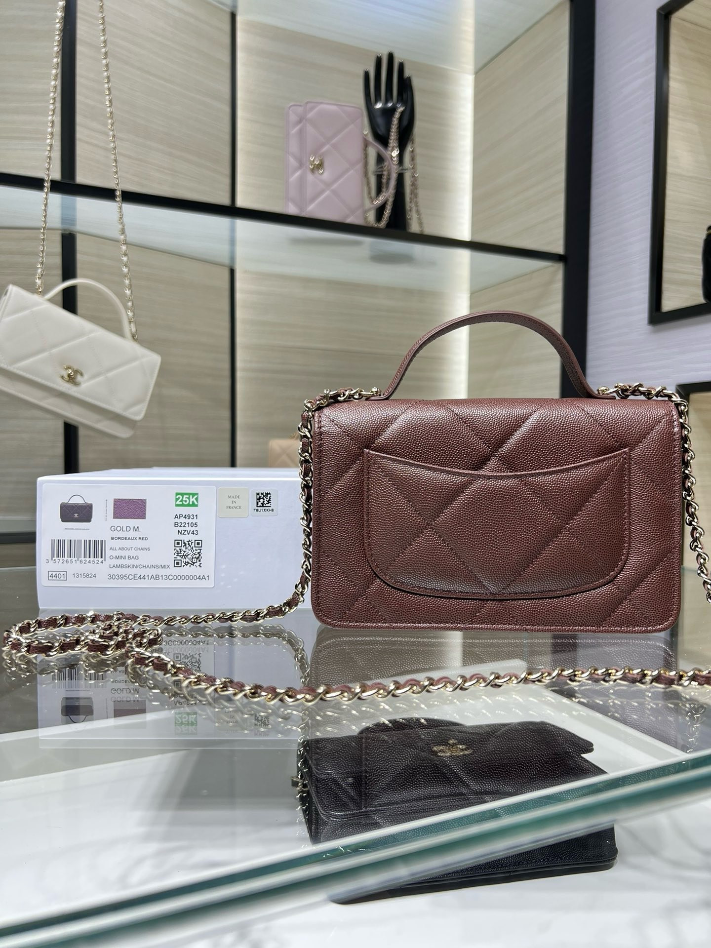 Ch*el flap bag with top handle 19x12x3.5cm