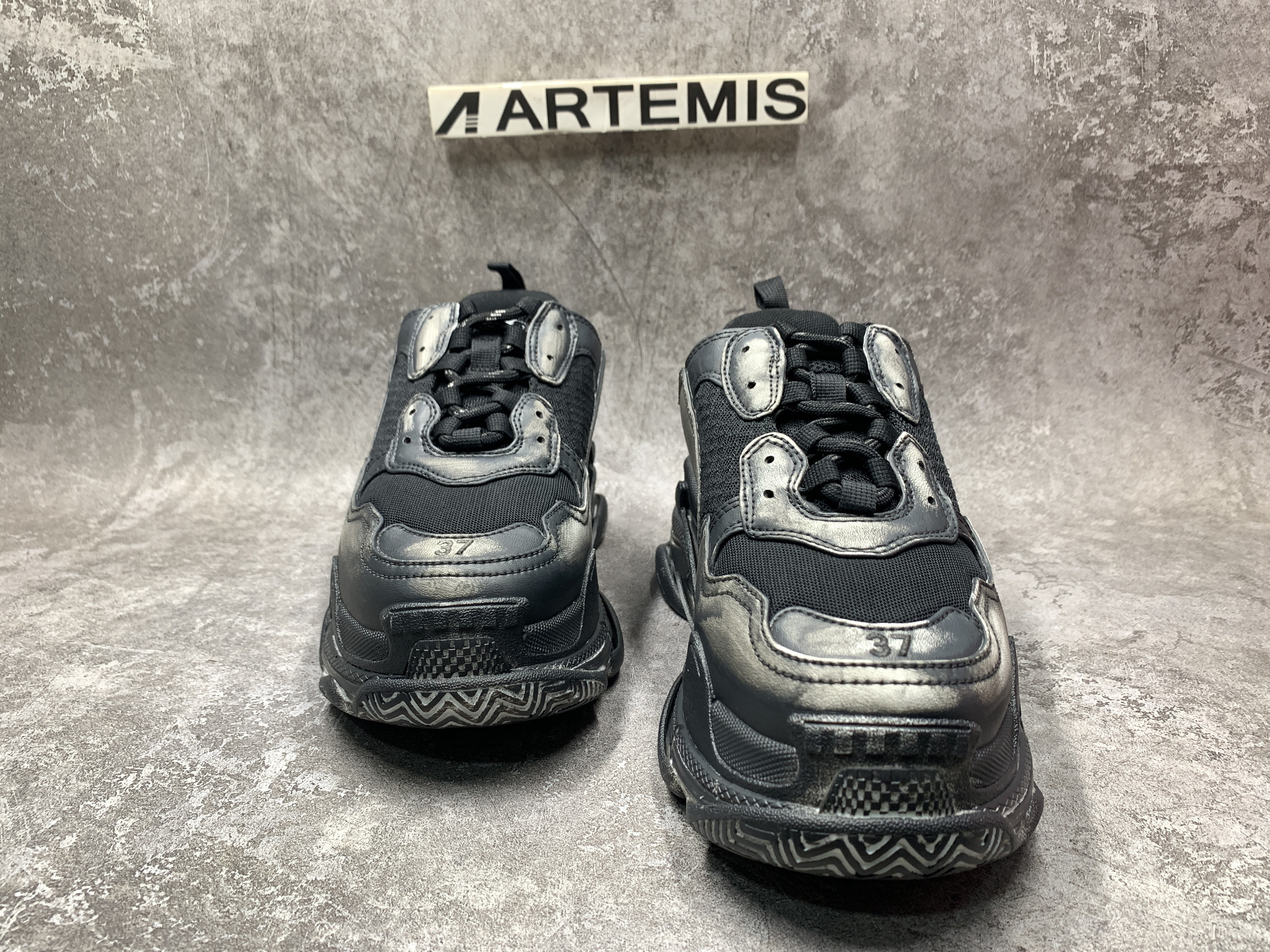 Balenciga Black Faded Triple S Sneakers