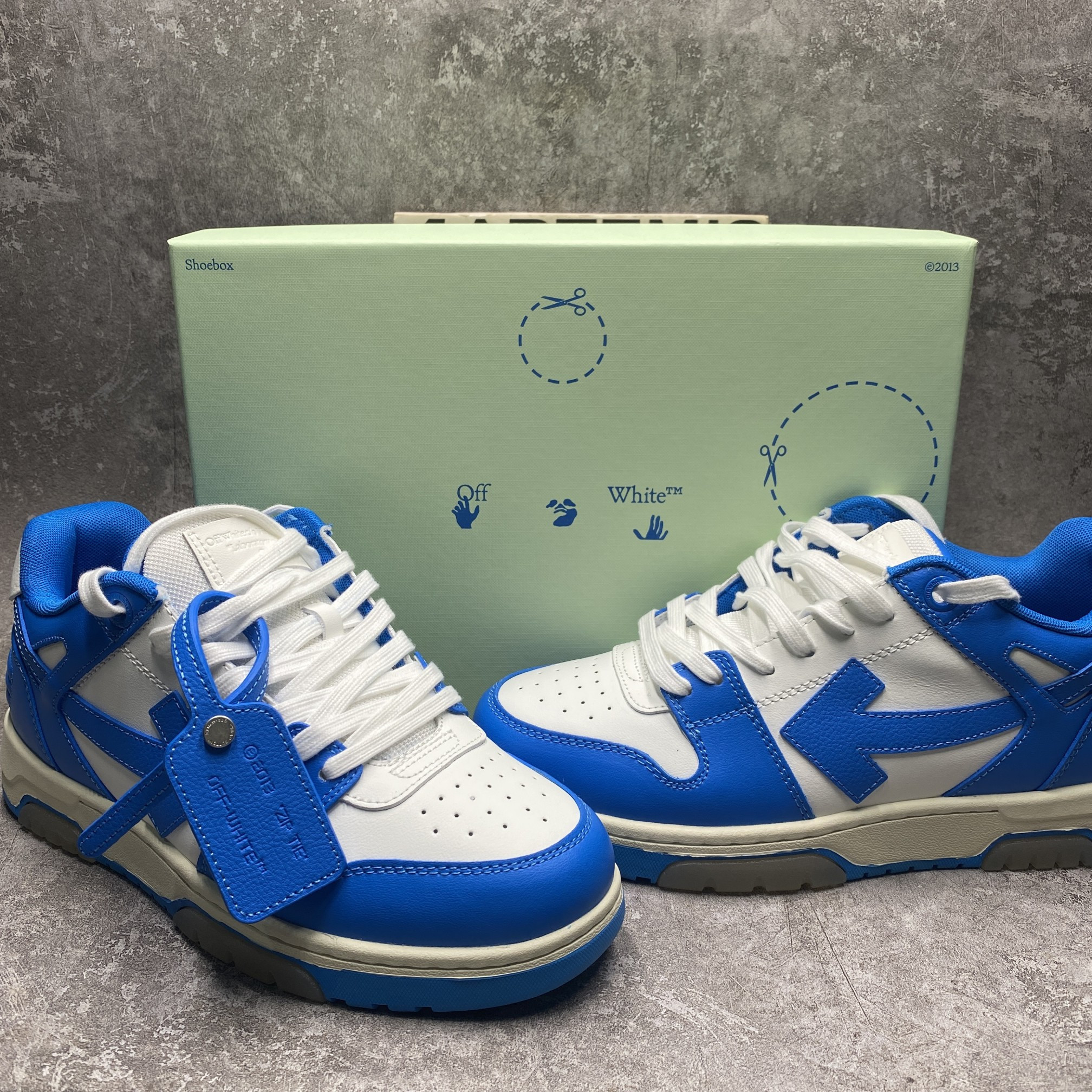 OFF-WHITE Out Of Office OOO Low Tops Blue White