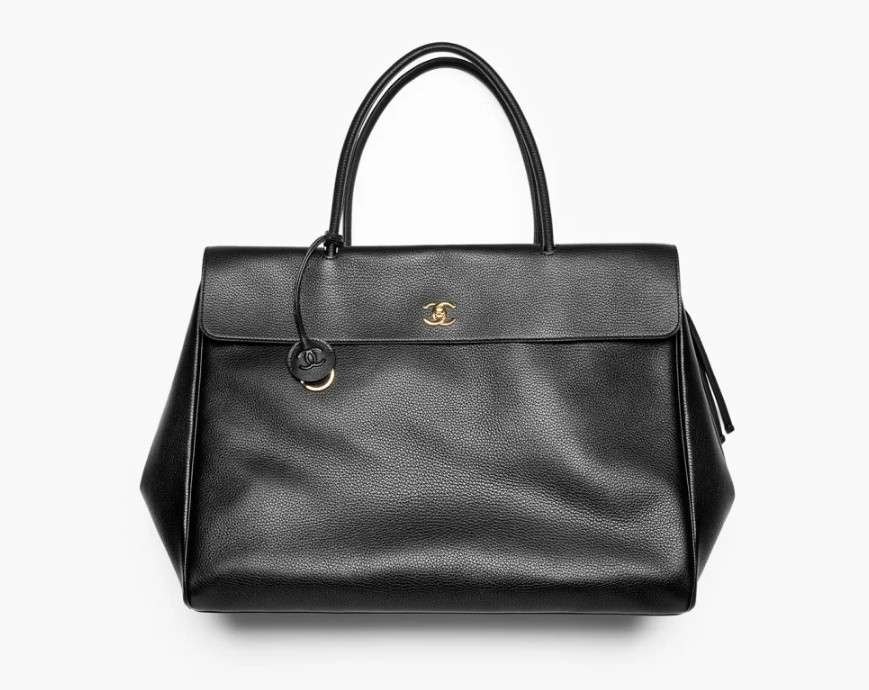 Ch*el large shopping bag grained calfskin & gold-tone metal as6289 33x43x17.5cm