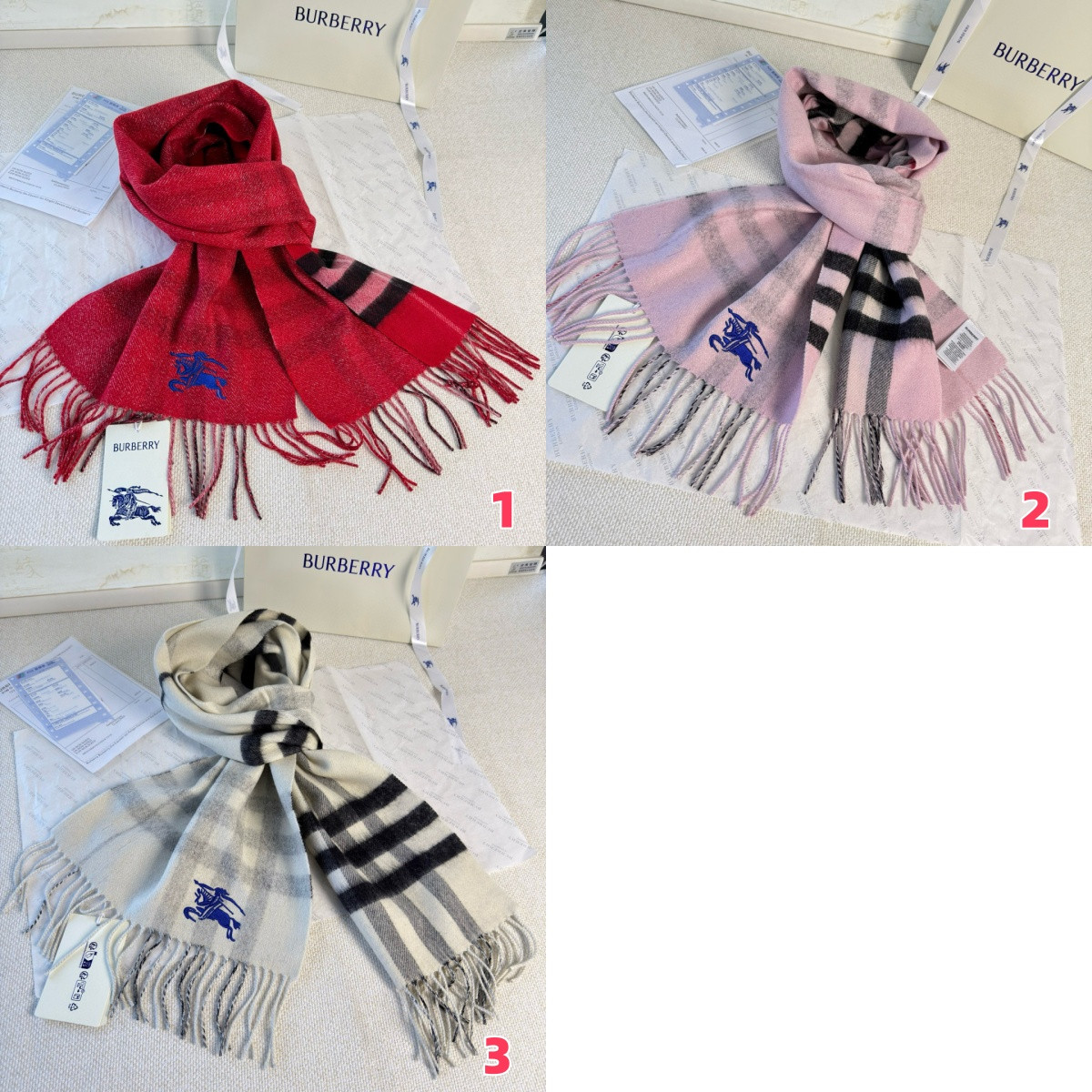 B**rry check cashmere scarf 30x168cm