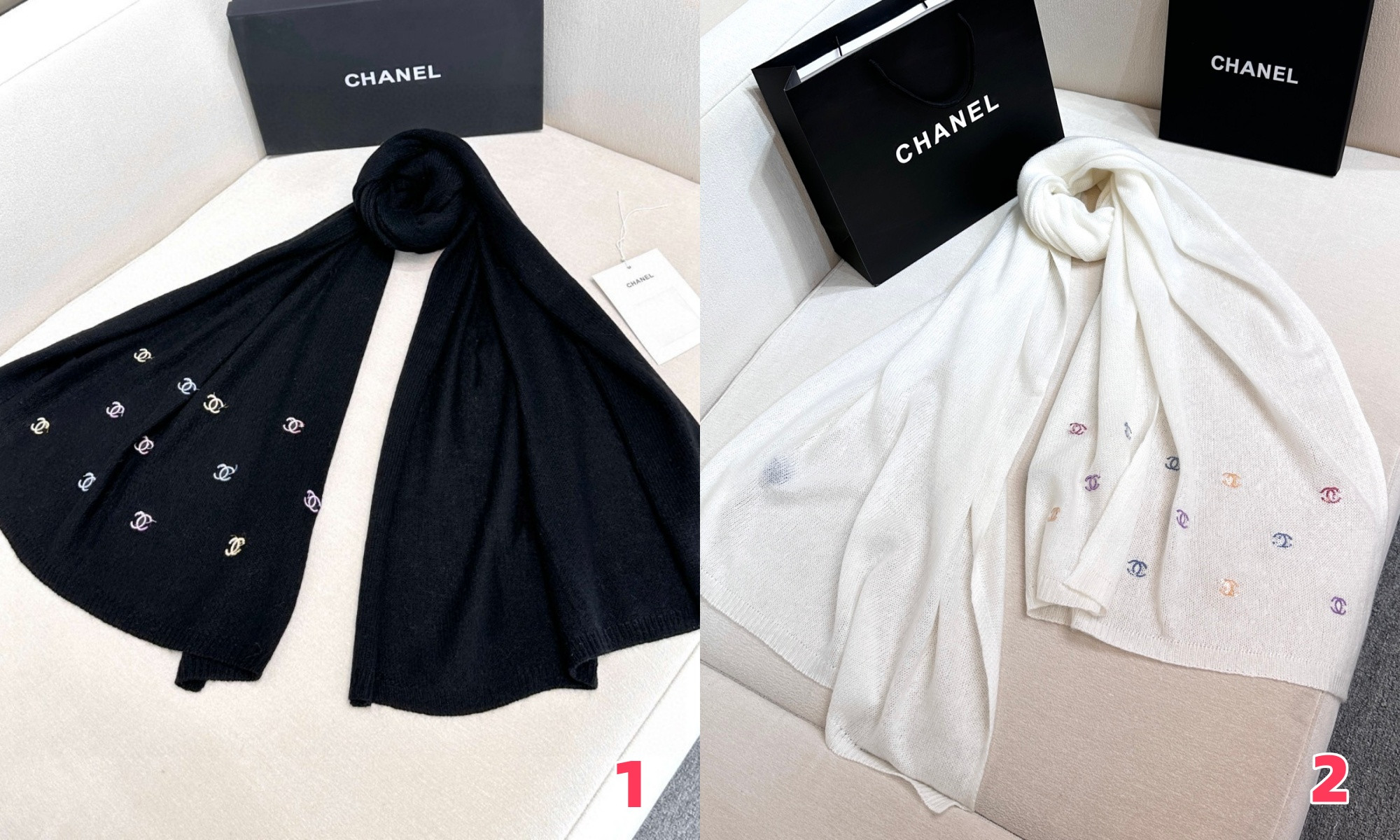 Ch*el scarf 65x180cm 60% cashmere 40% mulberry silk
