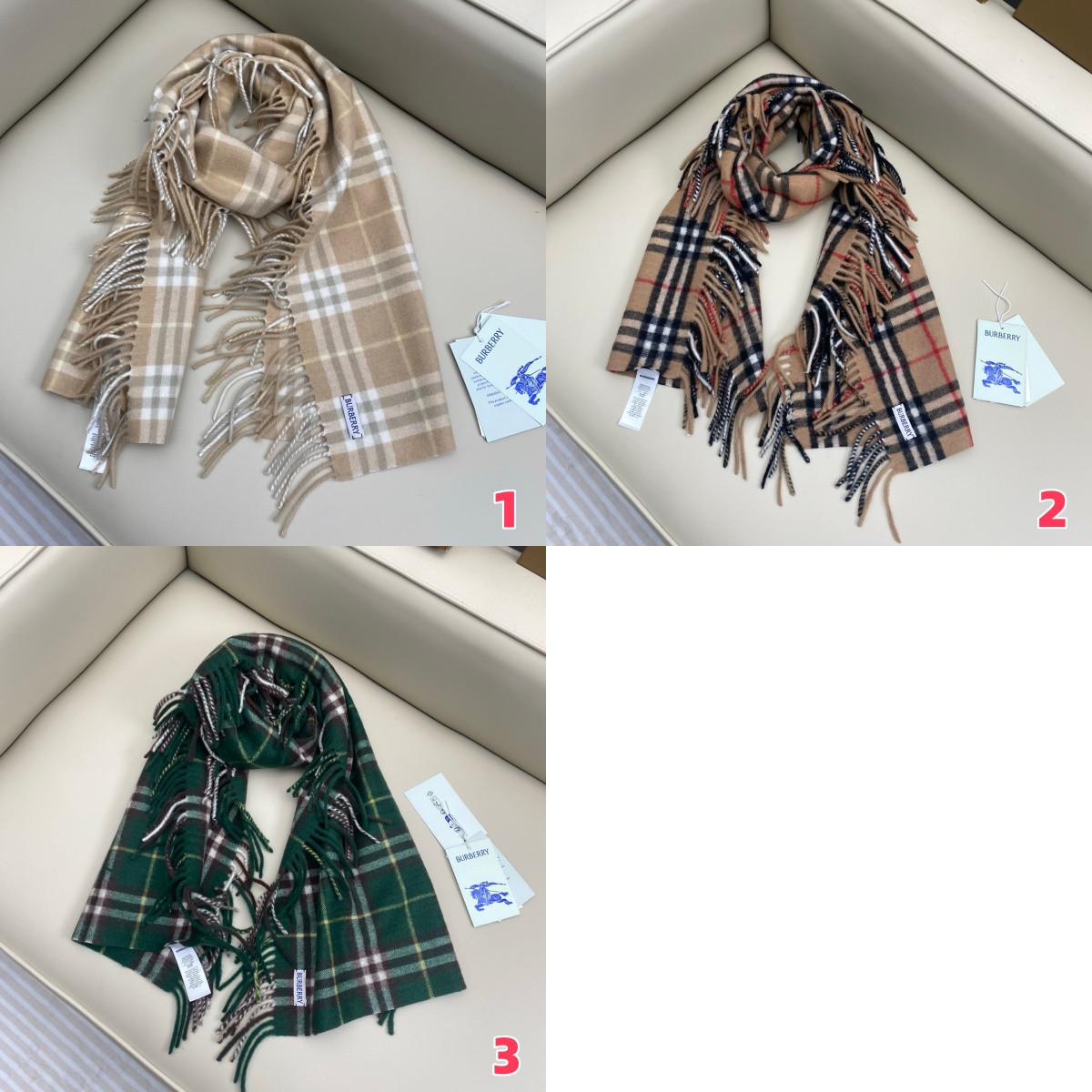 B**rry check cashmere happy scarf 30x155cm