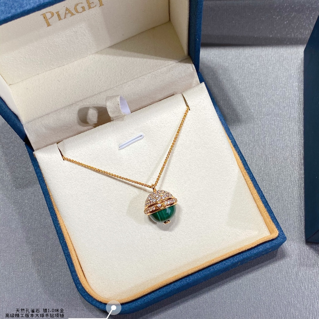 piaget half-Di*m*nd natural malachite large ball necklace