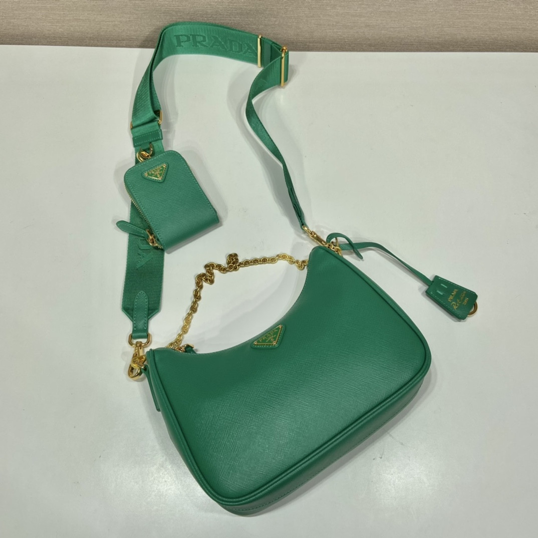 Pra*a re-edition 2005 saffiano leather bag green