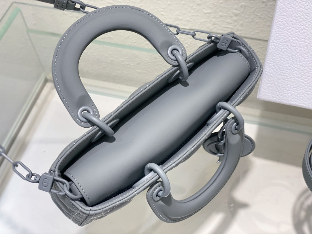 D*or small lady d-joy bag ultramatte grey cannage calfskin