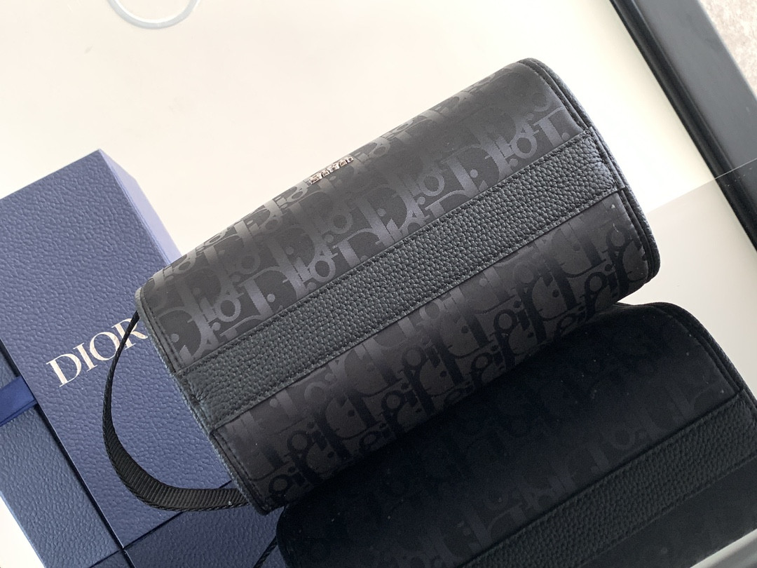 D*or lingot toiletry bag black oblique mirage technical fabric 8.5 x 5 x 4 inches