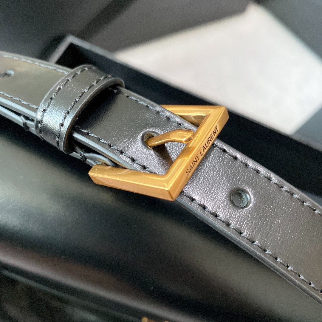 y*l solferino small satchel in box Sa**t Lau*nt black 7.4 x 5.1 x 1.9 inches