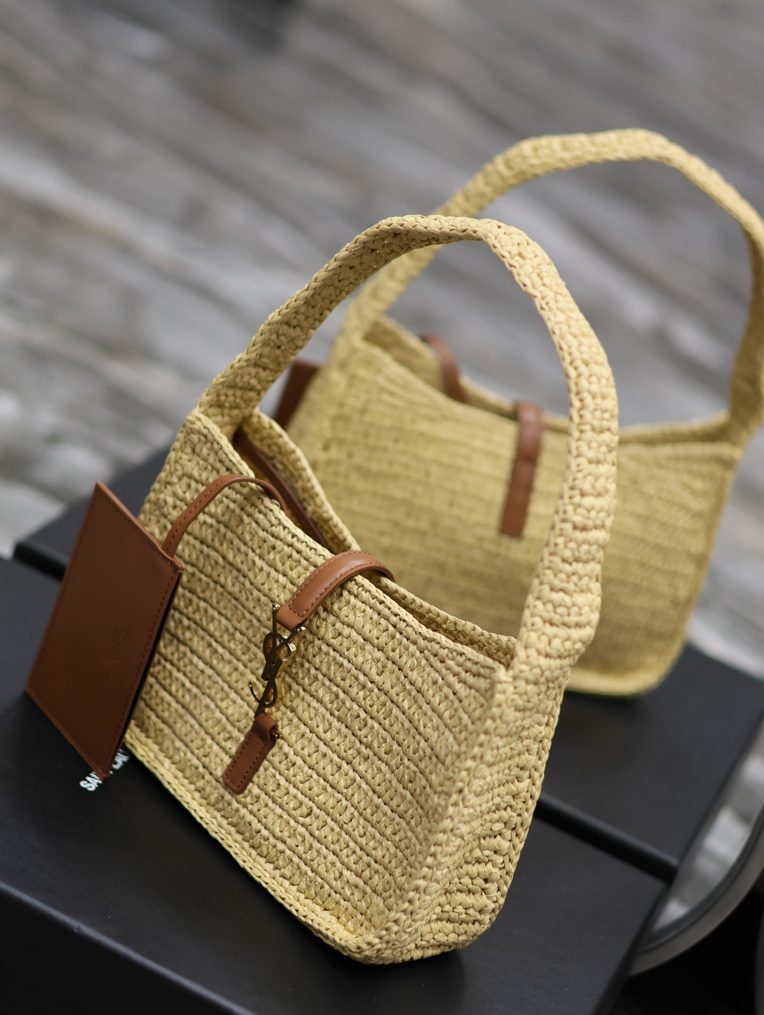 Y*L le 5 À 7 mini in raffia color natural 9.06x6.30x2.56 inches