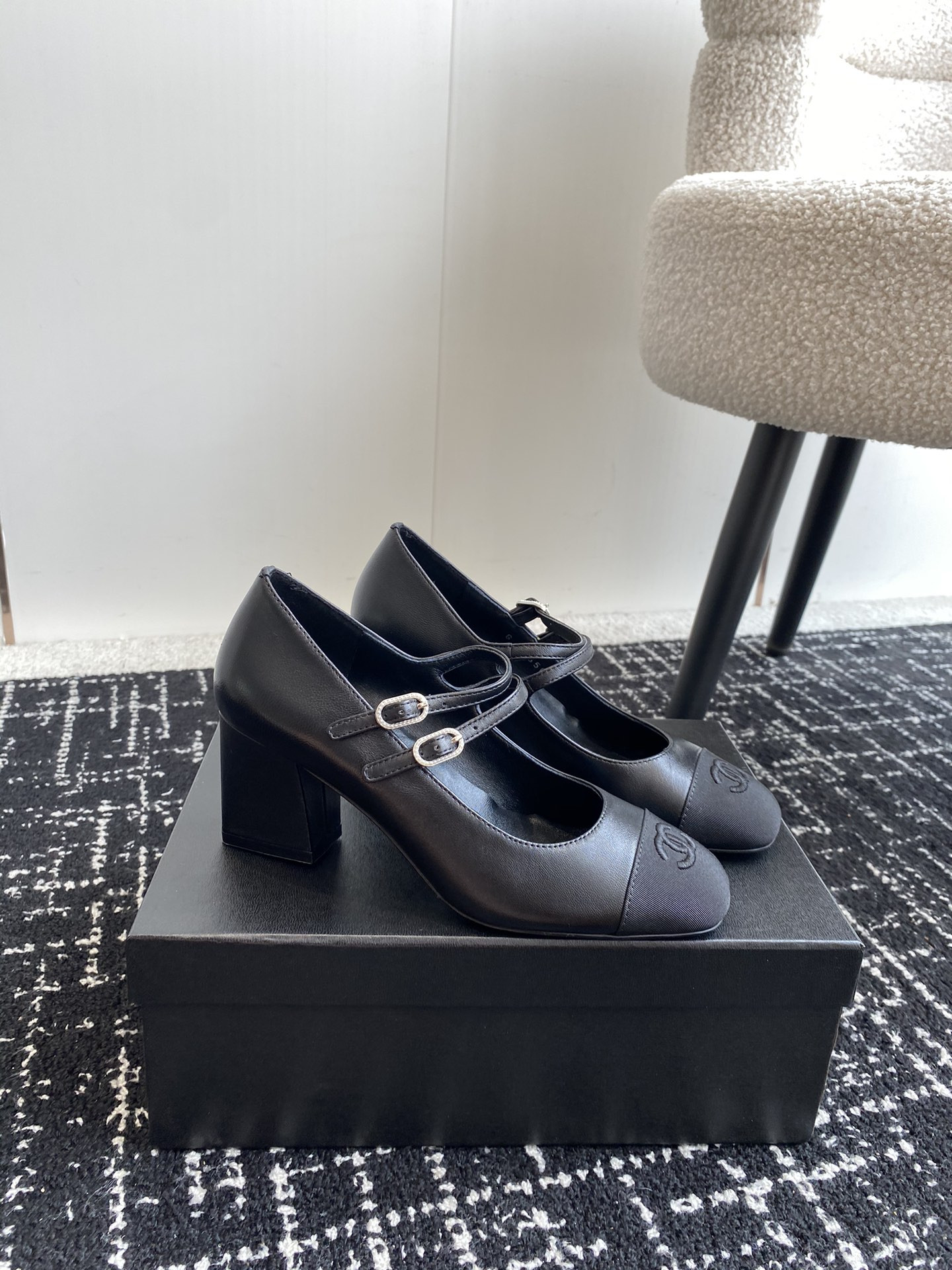 ua Ch*el mary janes lambskin & grosgrain