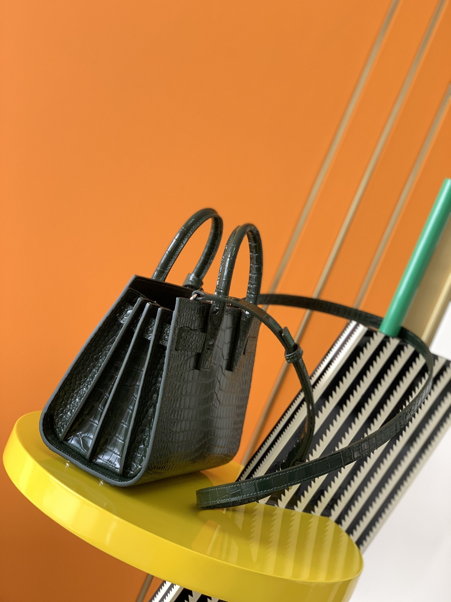 Y*L sac de jour in crocodile embossed leather - nano 22x18x10.5cm