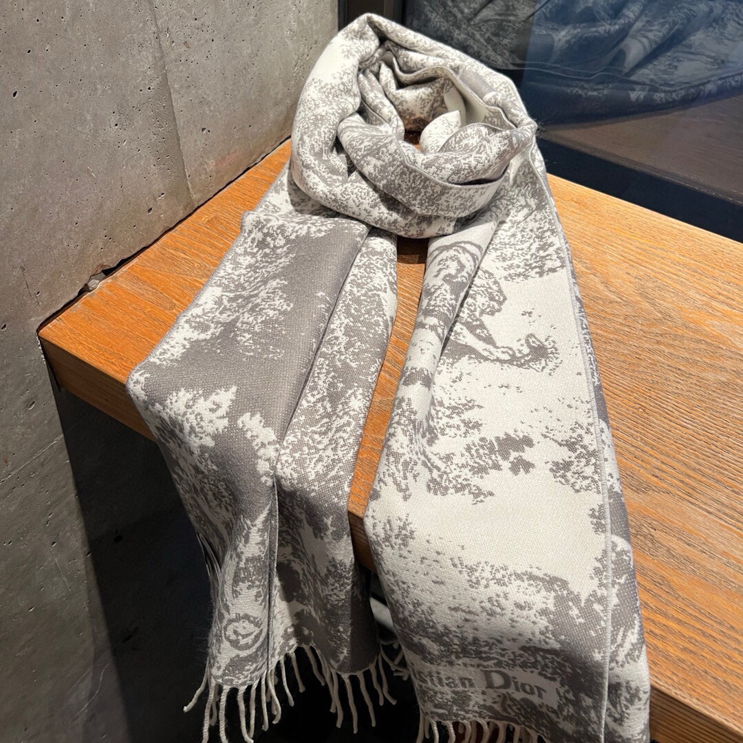 D*or printed scarf 200x45cm 59% cashmere 41% wool
