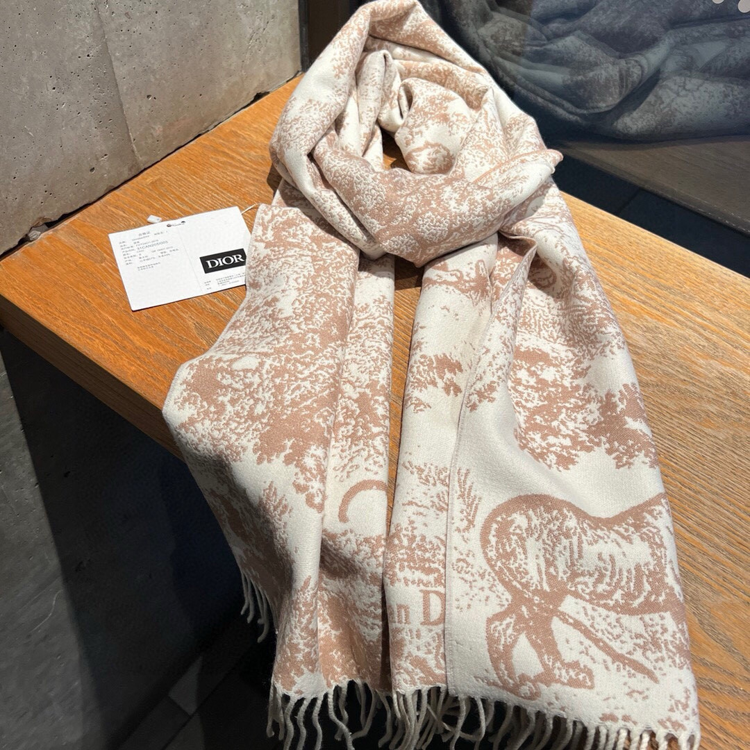 D*or printed scarf 200x45cm 59% cashmere 41% wool