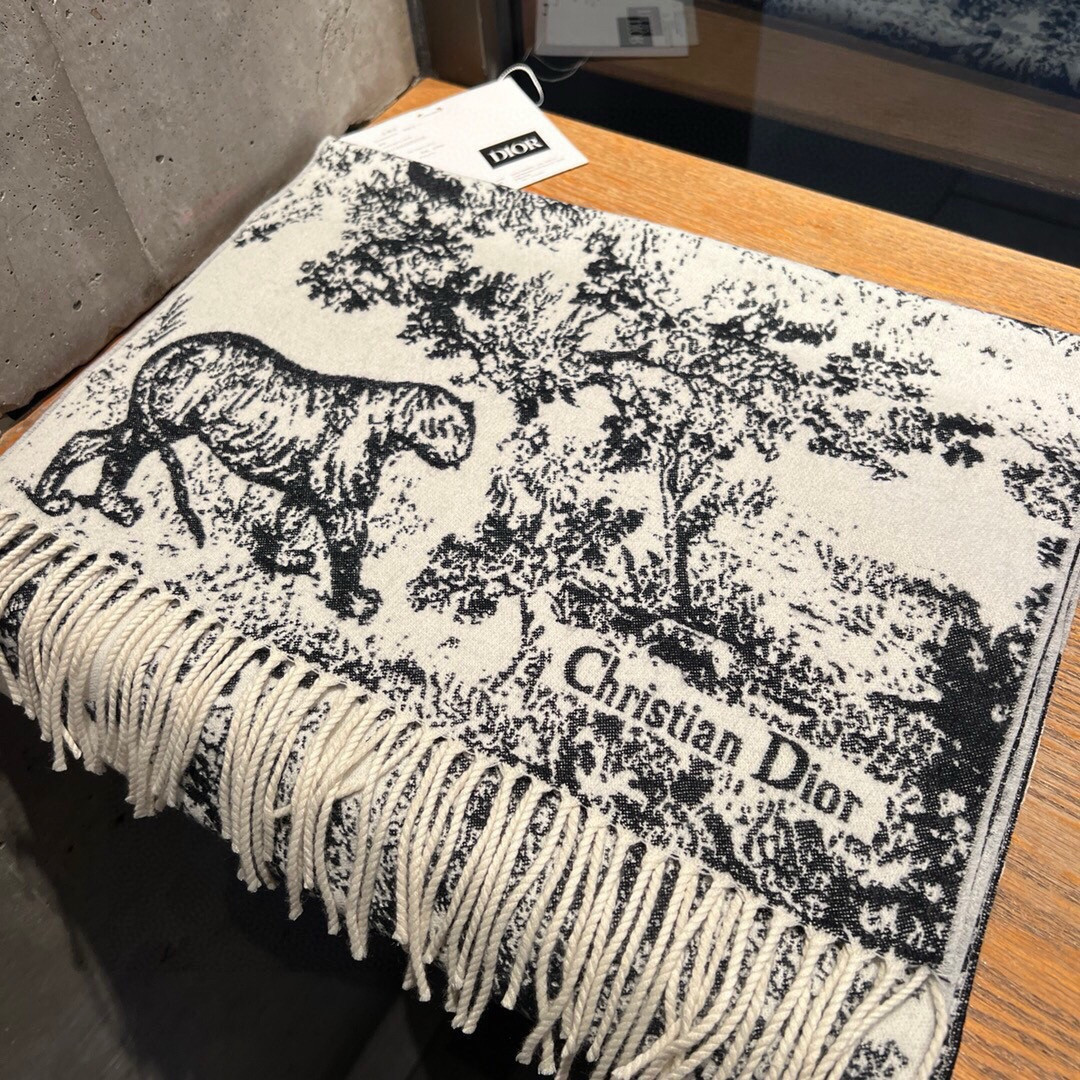 D*or printed scarf 200x45cm 59% cashmere 41% wool
