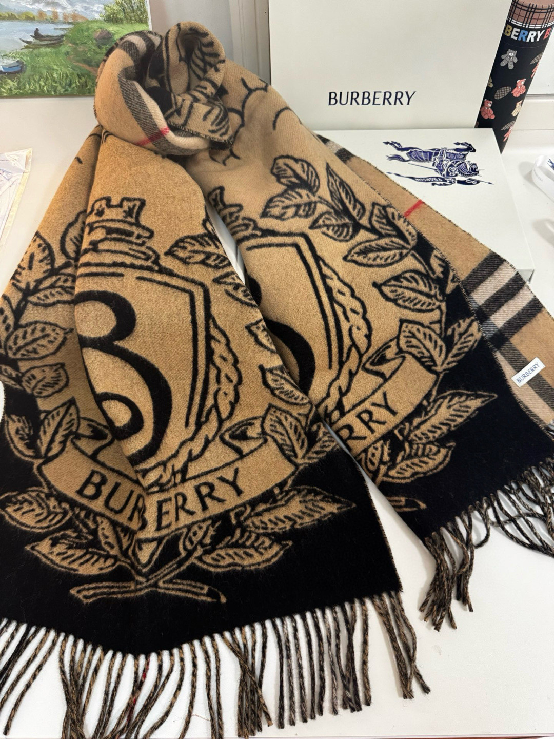 B**rry wide reversible stormy knight scarf 50x210cm