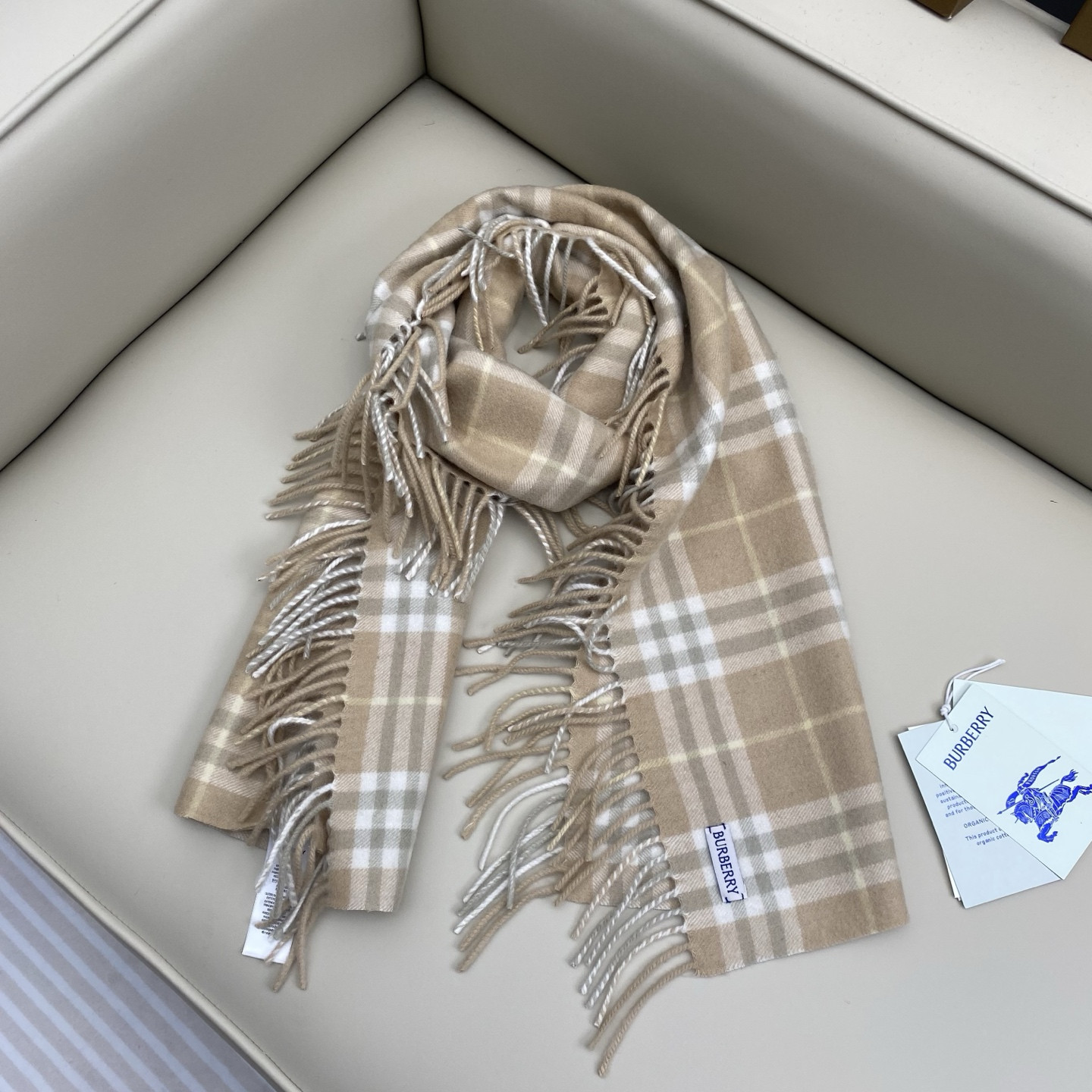 B**rry check cashmere happy scarf 30x155cm
