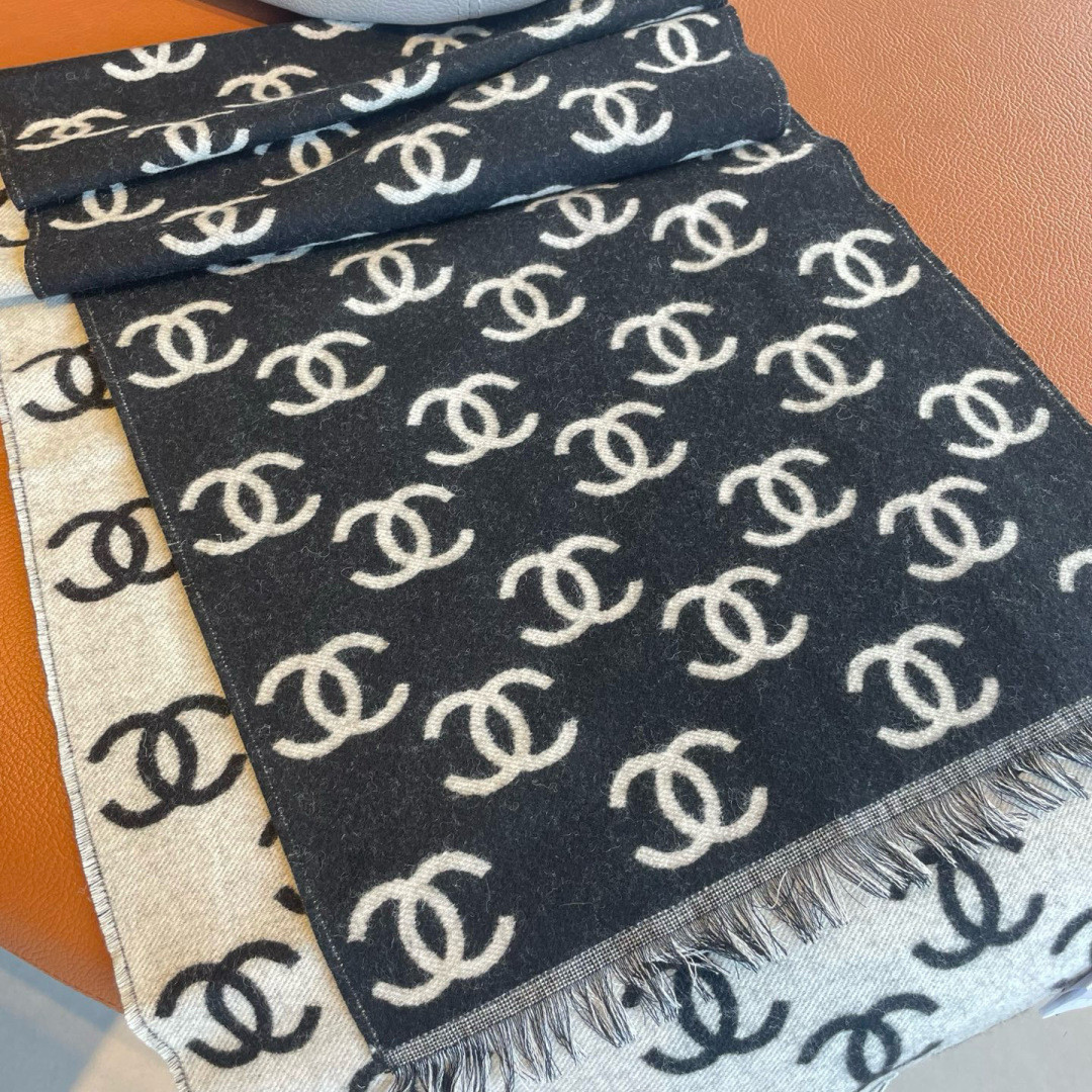 Ch*el scarf 35x180cm 95% wool 5% cashmere