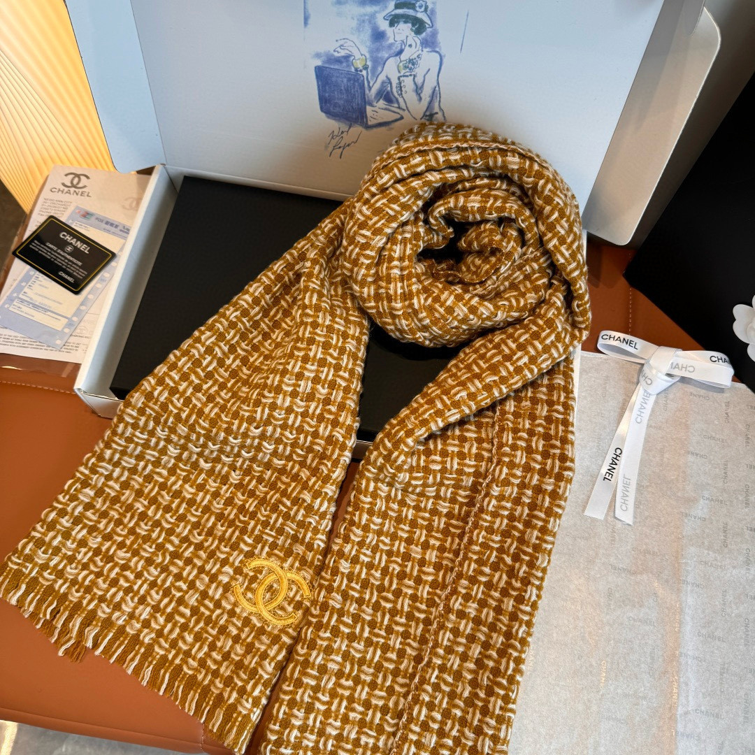 Ch*el scarf 38x185cm 100% cashmere