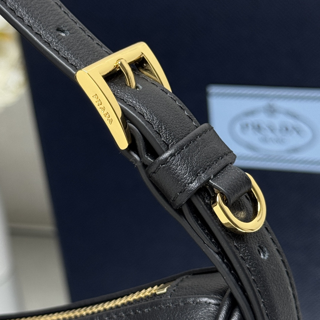Pra*a demi-lune large leather shoulder bag 42x19.5x8.5cm