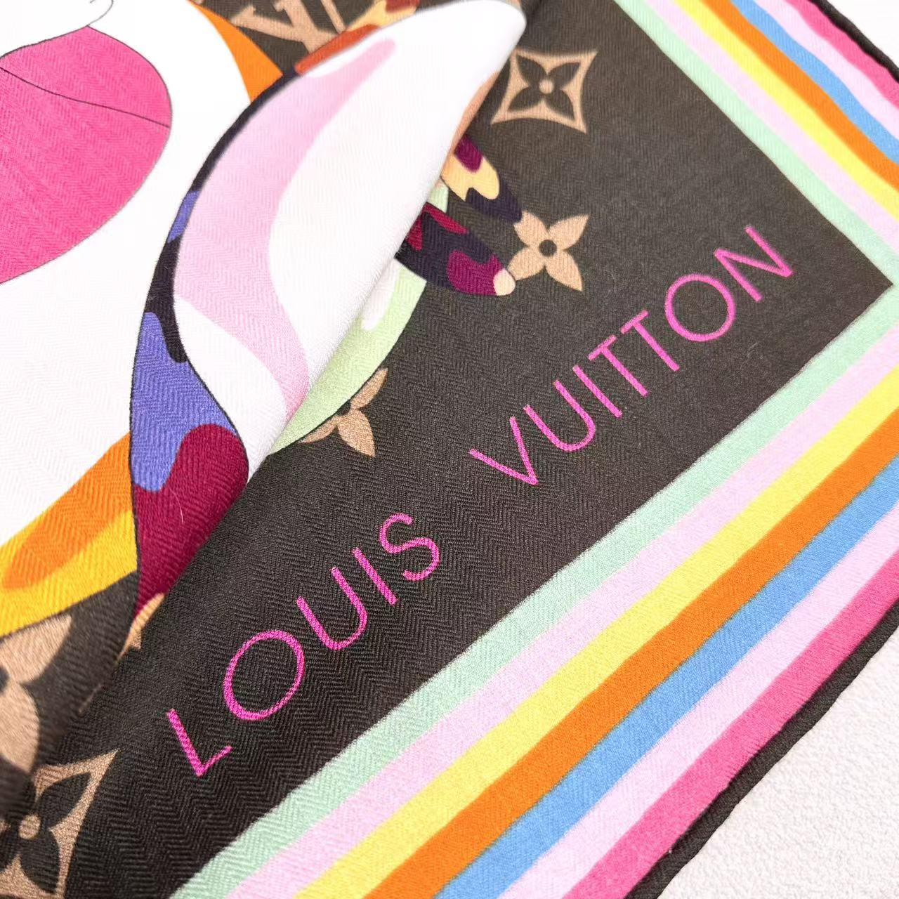 LV x TM scarf 135x135cm 30% silk 70% wool