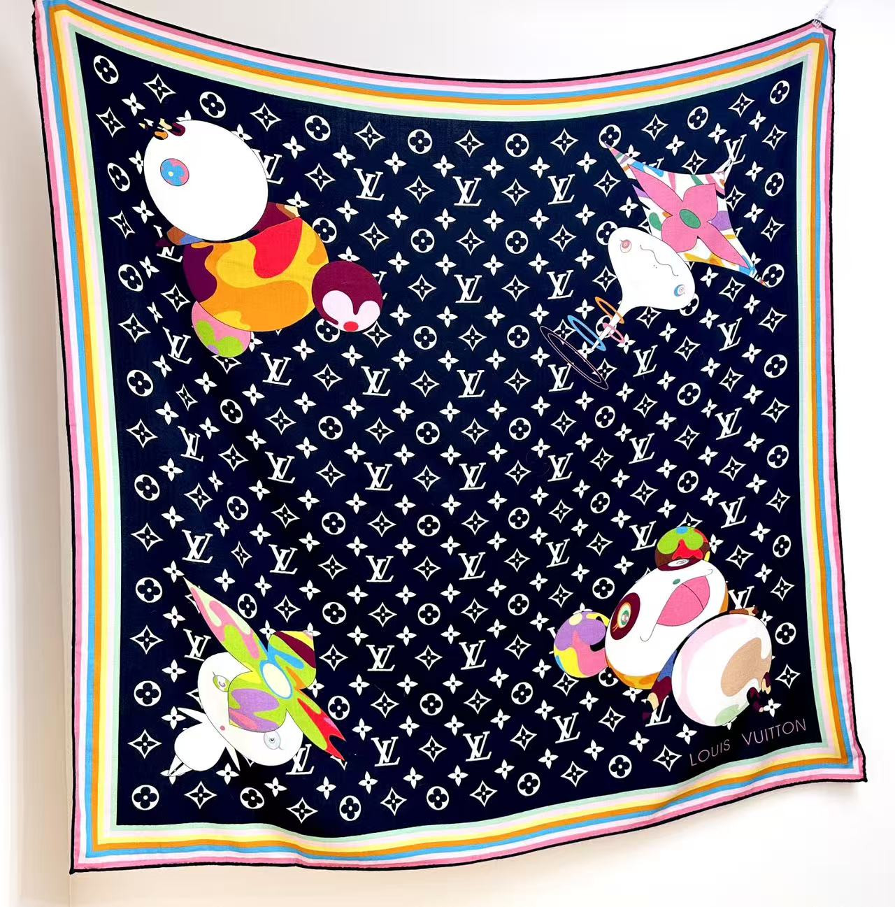 LV x TM scarf 135x135cm 30% silk 70% wool