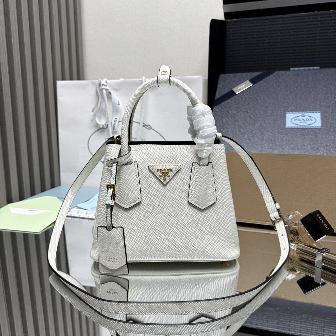 Pra*a double saffiano leather mini-bag 16.5x22.5x11.5cm
