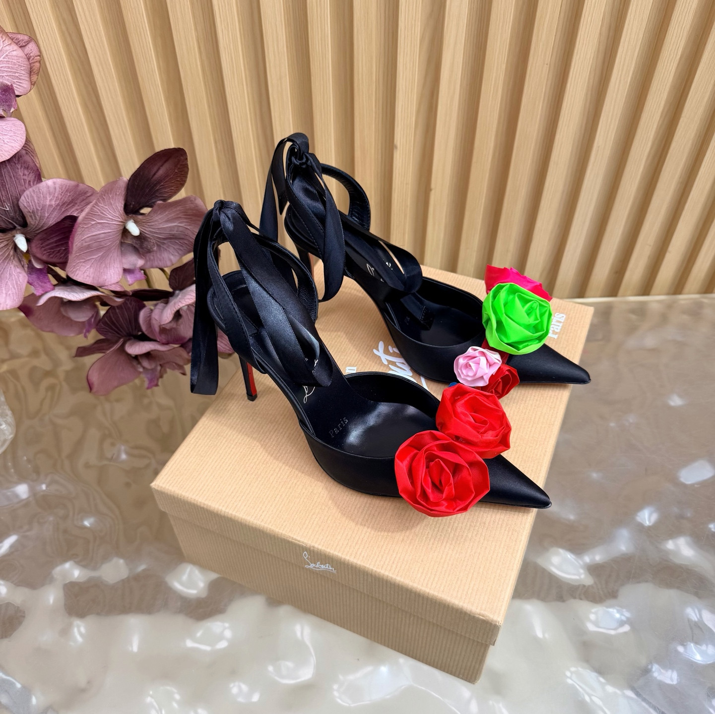 ua Ch**an louboutin mere lachaise lace up 10.5cm heel
